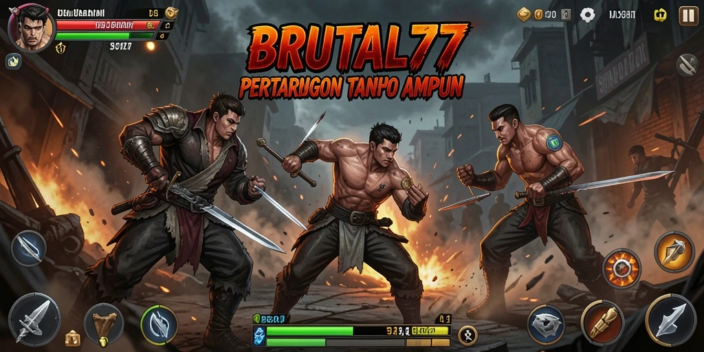 Tampilan aksi seru dan dinamis dalam BRUTAL77.
