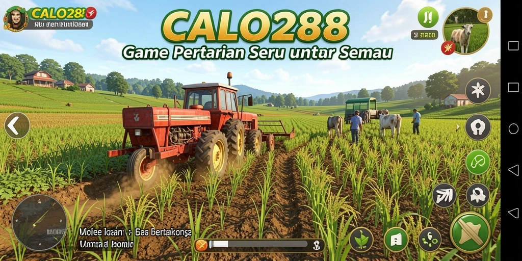 Tangkapan layar gameplay CALO288 yang memperlihatkan kebun yang subur.