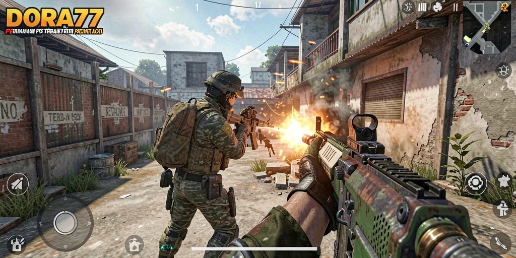 Tampilan gameplay DORA77 yang intens dan mendebarkan.