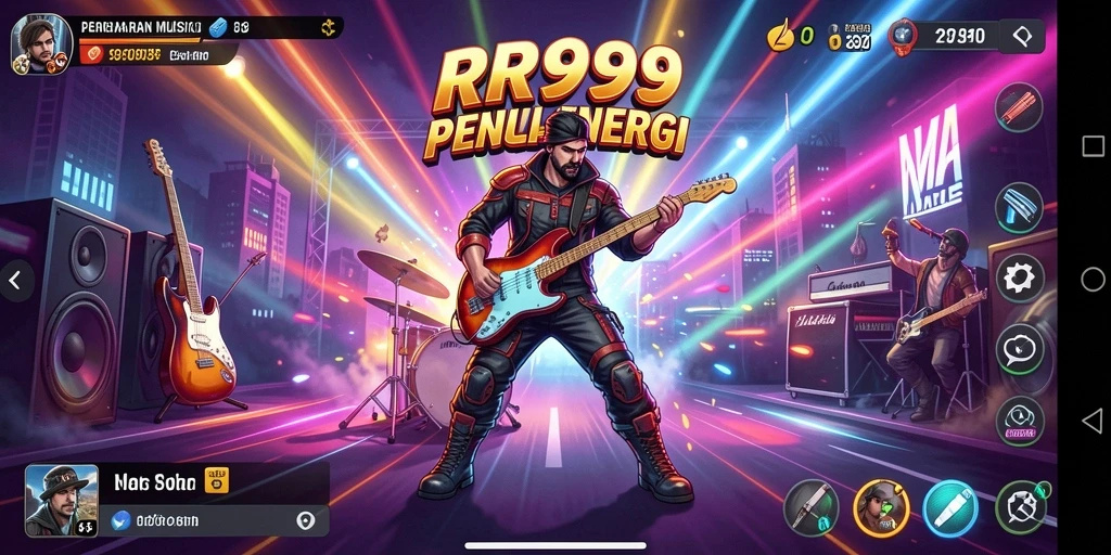 Tangkapan layar gameplay RR999 dengan tampilan menawan untuk penggemar musik.
