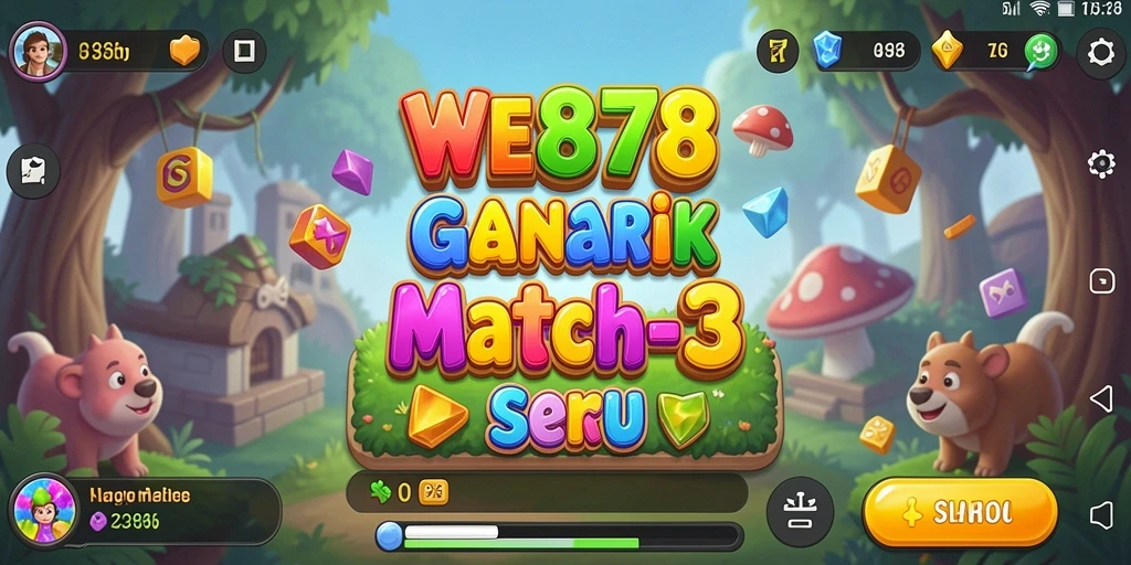 Screenshot WE878 menampilkan gameplay seru di level Match-3.